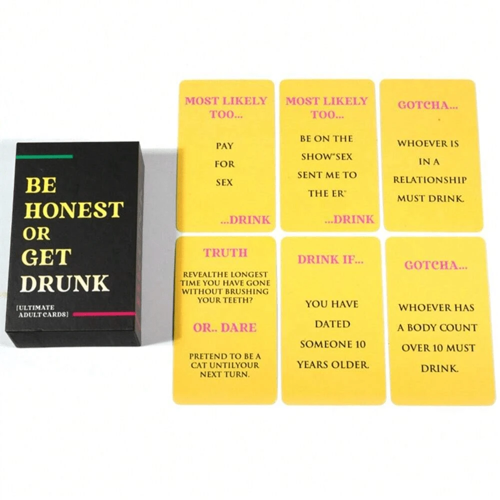 Be Honest Or Get Drunk Game Card Ultimate Adult Drinking Game For
