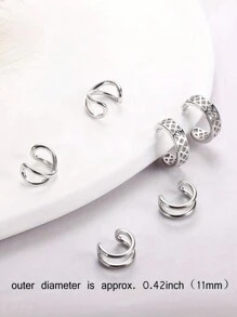 6-8Pcs Stainless Steel Ear Cuff Helix Cartilage Clip On Wrap Earrings Fake Nose Ring Non-Piercing Adjustable Men Women