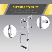1Pcs 3 Steps Foldable Boat Ladder Folding Boarding Ladder Boat Marine Marine Grade Stainless Steel - Silver - View 4