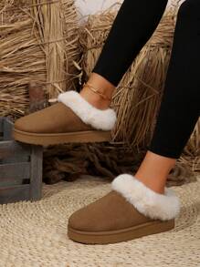 Women's Snow Boots, New 2024 Winter Thick Thermal Lined Furry Warm Ankle Boots, Thick Bottom
