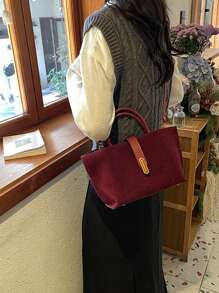 Bolsa de cesta de verduras borgoña de alta calidad con asa, nueva bolsa de cubo de moda retro Ankara rojo mate para mujer, bolso de mensajero de hombro, monedero, bolso madre-e-hijo