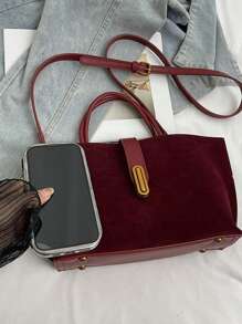 Bolsa de cesta de verduras borgoña de alta calidad con asa, nueva bolsa de cubo de moda retro Ankara rojo mate para mujer, bolso de mensajero de hombro, monedero, bolso madre-e-hijo