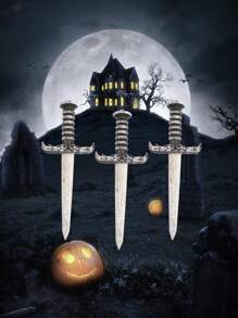 1pc Halloween & Christmas Bestselling Plastic Electroplated Pirate Sword Prop, Party Costume Accessory, Performance Weapon Toy (Distressed Craftsmanship, Minor Flaws Are Normal)