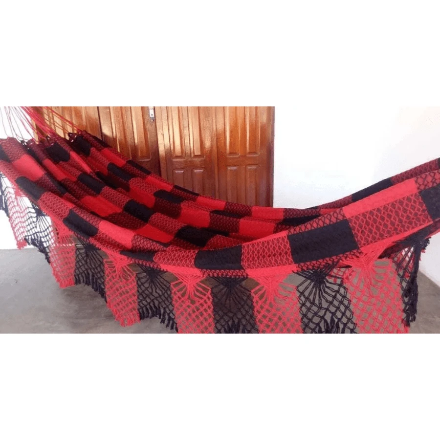 Luxury Large Reinforced Double Rest Sleeping Hammock - Red and Black - View 1