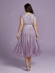 Mgiacy Plus Size Gola Redonda Manga Curta, Vestido Formal Maxi de Malha, Vestido de Evento de Casamento Vestido de Festa Vestido de Convidado de Casamento Vestido de Noite