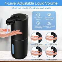 DONASIRA 万圣节和圣诞节必备新品！自动感应皂液器，跨境液体洗手液分配器，壁挂式电动泡沫洗手液分配器，容量360ml-400ml，出液时间0.3/0.8/1.5/2.0秒可调，适用于浴室、洗手间、厨房等家居装饰，秋季装饰。返回 - P12全黑瓶-滴劑款 - 查看 3