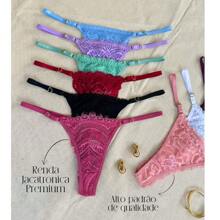 Kit 10 Luxury Lace Panties Heart Adjustment String Thong Sexy Intimate Fashion Lingerie Prime - Multicolor - View 4