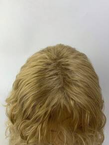 Synthetic Cospaly White Men's Wig With Bangs Natural Curls High Quality Party Rock Man's Hair Wig - Linen Gold - View 5