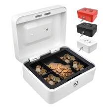 MEFENY Saf Security Money Box, Medium Matte Metallic Cash Box - White - View 12
