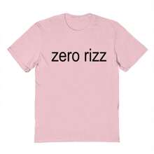 Camiseta de algodón de manga corta con gráfico unisex "Nearly There Zero Rizz" - Rosa claro - Ver 1