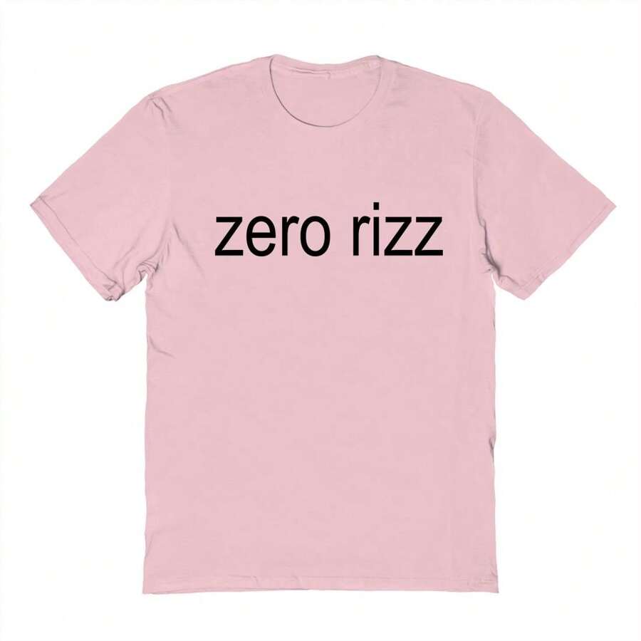Camiseta de algodón de manga corta con gráfico unisex "Nearly There Zero Rizz" - Rosa claro - Ver 1