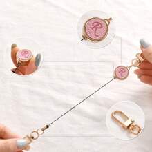 1 pieza Enganches retráctiles con letras doradas de moda, multi-funcionales, extensibles, conector de mochila, equipaje, bolso, llavero, regalo personalizado con letra inicial, simple y práctico para uso diario, Y2K, Acción de Gracias