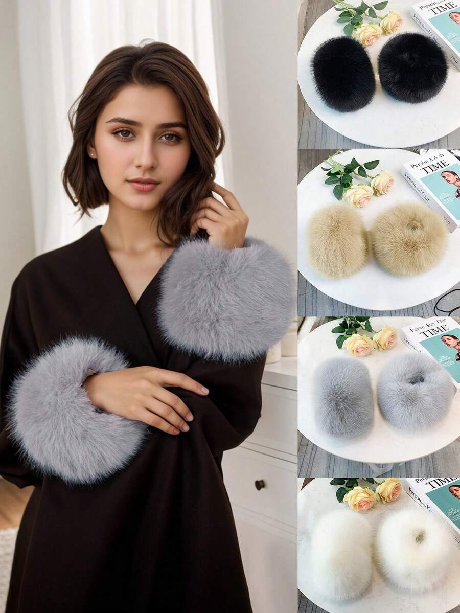 1 cặp găng tay lông ấm áp - Mềm mại, màu trơn, chống gió, co giãn và thoải mái - Găng tay ấm áp cho mùa thu đông - Hoàn hảo cho phụ nữ trong mùa thu đông, quà tặng Giáng sinh - Nhiều màu - Xem 1