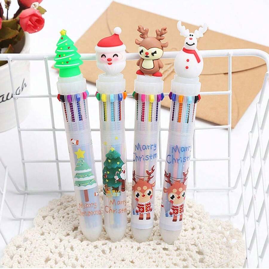 1 chiếc bút bi Giáng sinh nhiều màu ngẫu nhiên, quà tặng dễ thương cho học sinh trong lễ hội, bút nhiều màu cho sổ tay và sổ kế hoạch - Nhiều màu - Xem 1