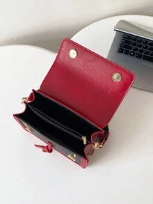 [Rượu vang đỏ] Túi thời trang dành cho nữ, Túi đeo chéo đa năng mới, Thường ngày, Khối màu, Túi vuông nhỏ, Dây đeo rộng, Quà tặng cho tiệc tùng, trường học, ngoài trời - Màu Đỏ Sâu - Xem 9
