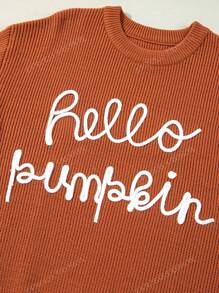 Pull-shirt ample avec slogan "Hello Pumpkin" et graphique pour le jour de Thanksgiving