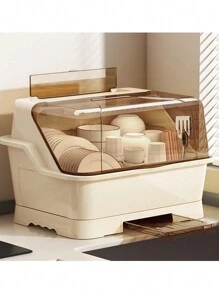 Kitchen Drain Dish Cabinet With Cover, Dishware And Utensils Storage Box, Household Display Rack