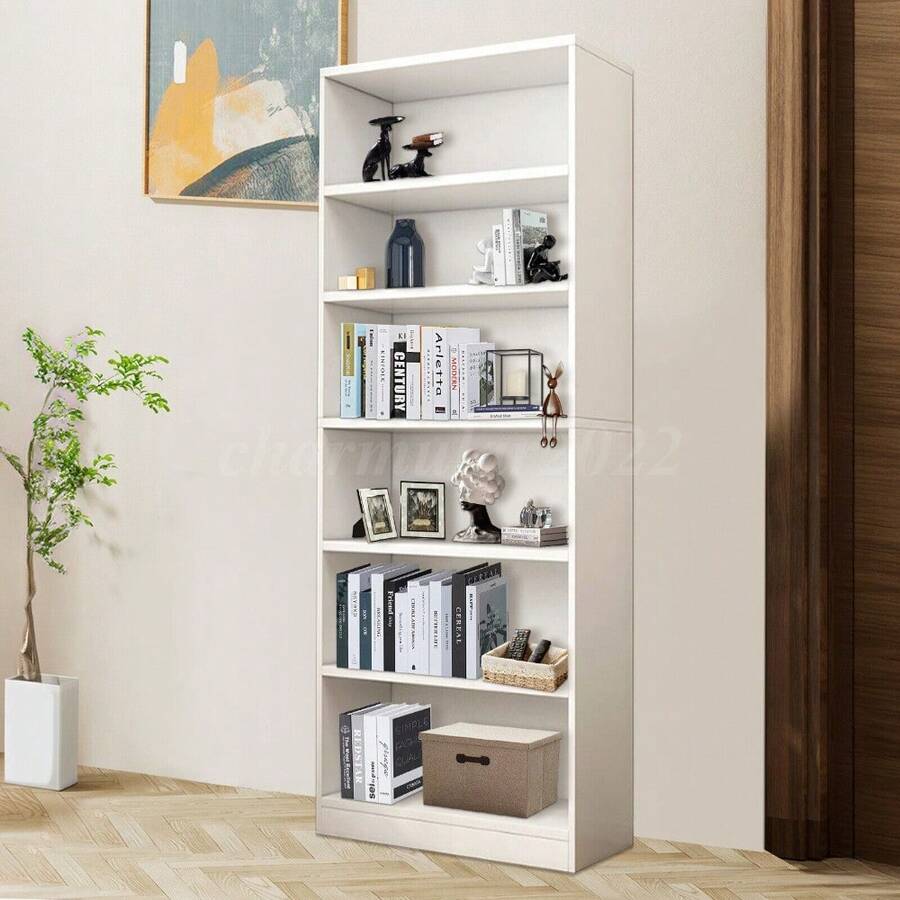 6Shelf Bookcase With Adjustable Shelves Open Shelf Display Storage