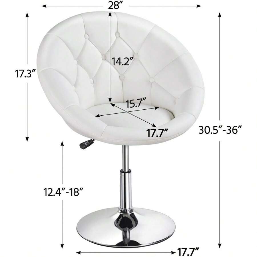 Vanity Chair Makeup Swivel Accent Chair Height Adjustable Round Back