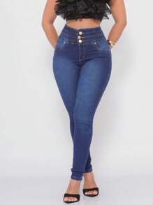 Women's Jeans With Elastic Waistband And Lycra For Butt Lifting