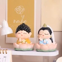 1 件快乐仙女、幸运莲花、观世音菩萨雕像、桌面、汽车微型装饰、轻微瑕疵，不影响使用最佳礼物 - 彩色 - 查看 7