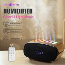 Wireless Speaker & Alarm Clock Humidifier - Color-Changing Cool Mist Humidifier With Digital Clock, Remote, And Mood Lighting For Home, Office, And Bedroom