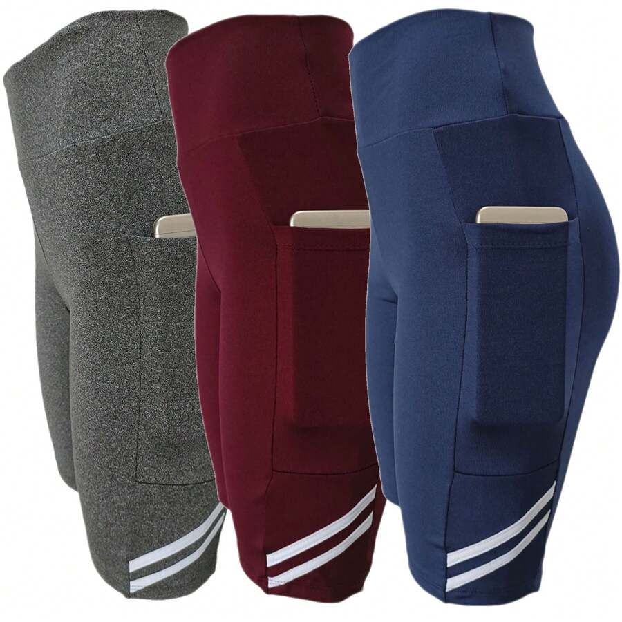Kit 03 Gym Cycling Shorts With Deep Pockets - Gray Wine Blue - View 1