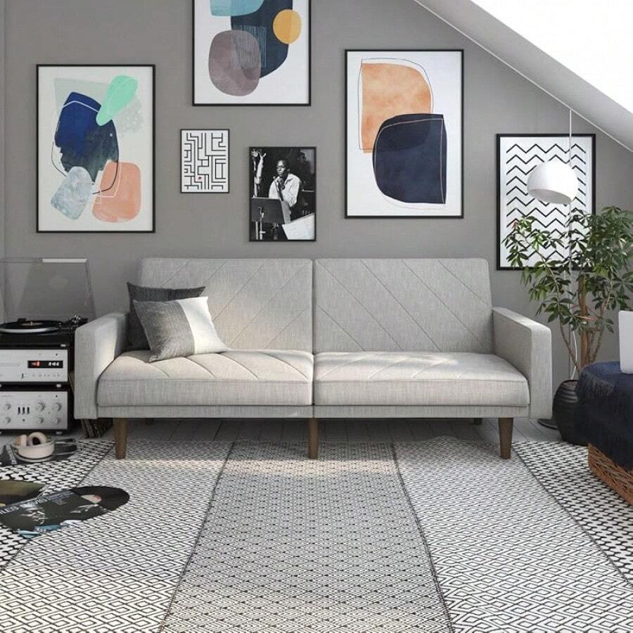 DHP Paxson 79 Inch Futon Sofa Bed, Upholstered Couch Sleeper With