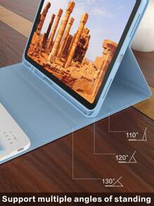 Apple Keyboard Case Compatible With IPad Protective Cover, Supports Automatic Sleep/Wake Lid Writing Tablet Case Detachable Wireless Bluetooth Keyboard Battery 150 MAh, Slim Lightweight Stand Cover With Pencil Holder - Baby Blue