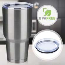 Tumbler Double Wall Vacuum Insulated Travel Mug, Stainless Steel Tumbler With Lid, Durable Powder Coated Insulated Coffee Cup For Cold & Hot Drinks (Silver,1 PACK) - 銀色 - 查看 6