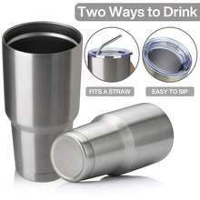 Tumbler Double Wall Vacuum Insulated Travel Mug, Stainless Steel Tumbler With Lid, Durable Powder Coated Insulated Coffee Cup For Cold & Hot Drinks (Silver,1 PACK) - 銀色 - 查看 3