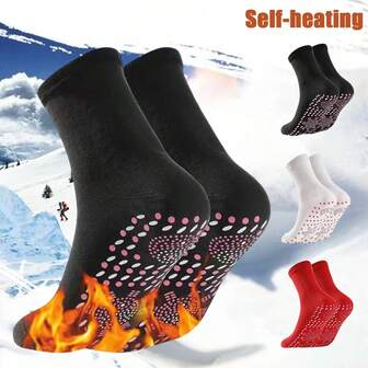 1켤레 따뜻한 보온 자가 발열 양말, 쿠션 미드-카프 마사지 따뜻한 발 양말, 야외 방한 스키 고성능 스포츠 양말, 가을/겨울