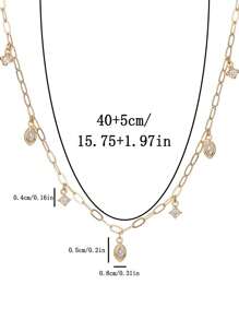 Nuevos collares gargantilla de acero inoxidable de color dorado a la moda, con colgantes de circonita brillante simples, para mujeres y niñas, para fiestas, bodas y joyería - Dorado - Ver 8