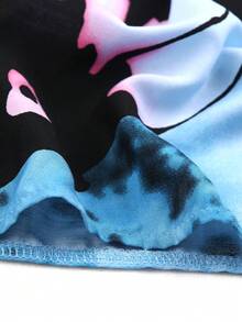 Butterfly Print Short Sleeve Dress V Neck Boho Casual Dresses - Multicolor - View 5