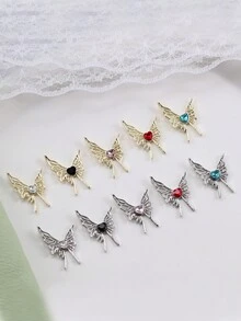 10 món phụ kiện làm móng bằng hợp kim cho mỗi gói, bướm lỏng màu vàng và bạc sang trọng nhẹ, thích hợp thời trang, cao cấp, đơn giản, yêu thích kim cương nhỏ, đồ trang trí ngón tay tự làm - Đỏ - Xem 2