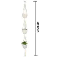 1PC Hand Woven Three-Layer Rope Decorative Plant Mesh Bag, Macrame Plant Hanger, Indoor Hanging Planter Basket Holder With Wood Beads, Decorative Flower Pot Holder With Tassels