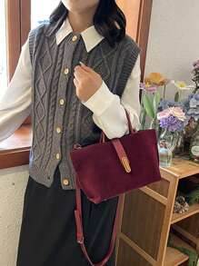 Bolsa de cesta de verduras borgoña de alta calidad con asa, nueva bolsa de cubo de moda retro Ankara rojo mate para mujer, bolso de mensajero de hombro, monedero, bolso madre-e-hijo
