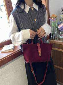Bolsa de cesta de verduras borgoña de alta calidad con asa, nueva bolsa de cubo de moda retro Ankara rojo mate para mujer, bolso de mensajero de hombro, monedero, bolso madre-e-hijo