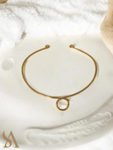 SHORT NECKLACE WITH GOLD RING, LINK SHAPE - Dorado - Ver 7
