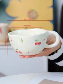 1pc Ceramic Mug, Asymmetrically Shaped Minimalist Handmade Coffee Cup, Creative Cute Pattern Water Mug, Niche Design Teacup, Suitable For Breakfast, Afternoon Tea, Couples, Great Gift - Multicolor - View 3