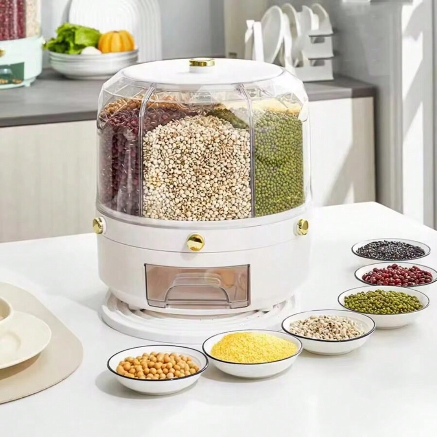 Food Storage Containers 360 Degree Rotating Rice Dispenser Sealed