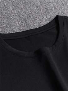 Plus Size Womens Relaxed Fit O-Neck Short Sleeve T-Shirt - Soft Slight Stretch Polyester Fabric, Solid Color, Casual Summer Top - Letter Printing, No Sheer