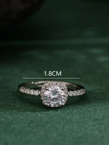 1 dây chuyền, 1 đôi bông tai, 1 bộ trang sức nhẫn, Bộ trang sức vòng cổ thép không gỉ hình vuông Zircon thời trang, Quà tặng cho phụ nữ, Trang phục thanh lịch cho hàng ngày và tiệc tùng, Quà tặng ngày lễ - Bạc - Xem 4