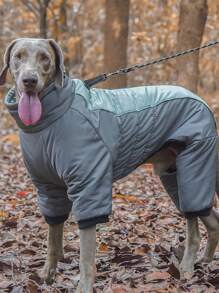 Warm Waterproof Anti-Wind Dog Coat For Large Dogs, Reflective 4-Leg Full Cover Padded Padded Coat For Autumn/Winter, Suitable For Chow-Chow And Golden Retriever