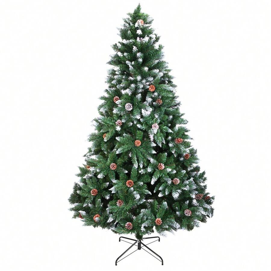 Christmas Tree 6FT 920 Branches Flocking Spray White Tree Plus Pine