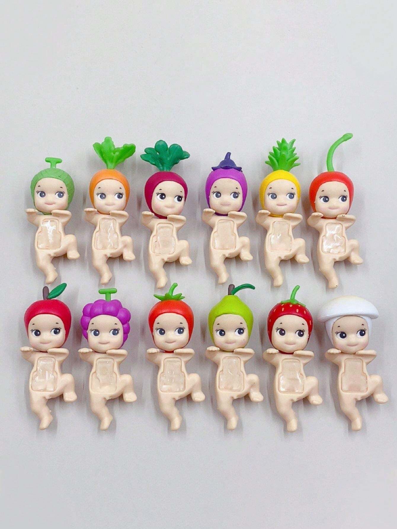 Random 1pc 12Pcs Pvc Cute Fruit Angel Model Hippers Angel Action