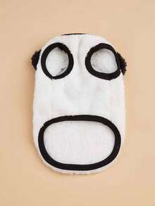 Panda Plush Vest, D-Ring Leash, Warm For Autumn/Winter, Cartoon Animal Pattern - Black and White - View 5