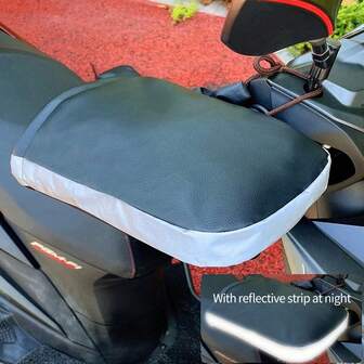 Winter Motorcycle/Electric Bike Handlebar Gloves, Warm Thick PU Leather Windproof Waterproof Grip Covers