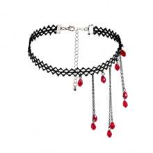 1PC Vòng cổ tua rua hình giọt máu, Vòng cổ pha lê giọt máu cổ điển phong cách Punk nhiều lớp hạt ngọc trai Vòng cổ ma cà rồng Goth Trang sức trang trí tiệc Halloween và Giáng sinh - Nhiều màu - Xem 7