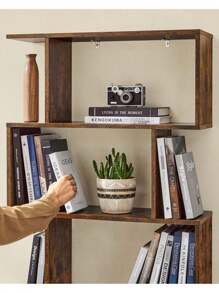 VASAGLE Bookcase, 6 Tier Shelf, Storage Unit, Divider, Living Room, Bedroom, Office, Modern Style, Rustic Brown - Brown - View 4